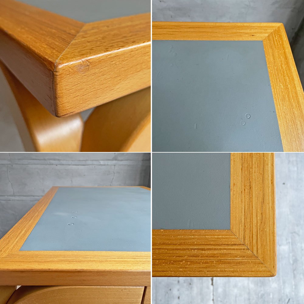 マグナスオルセン Magnus Olesen リノリウム天板 カフェテーブル ワークデスク ダイニングテーブル ビーチ材 プライウッド W85 x D57 x H66 cm デンマーク 北欧家具 ♪