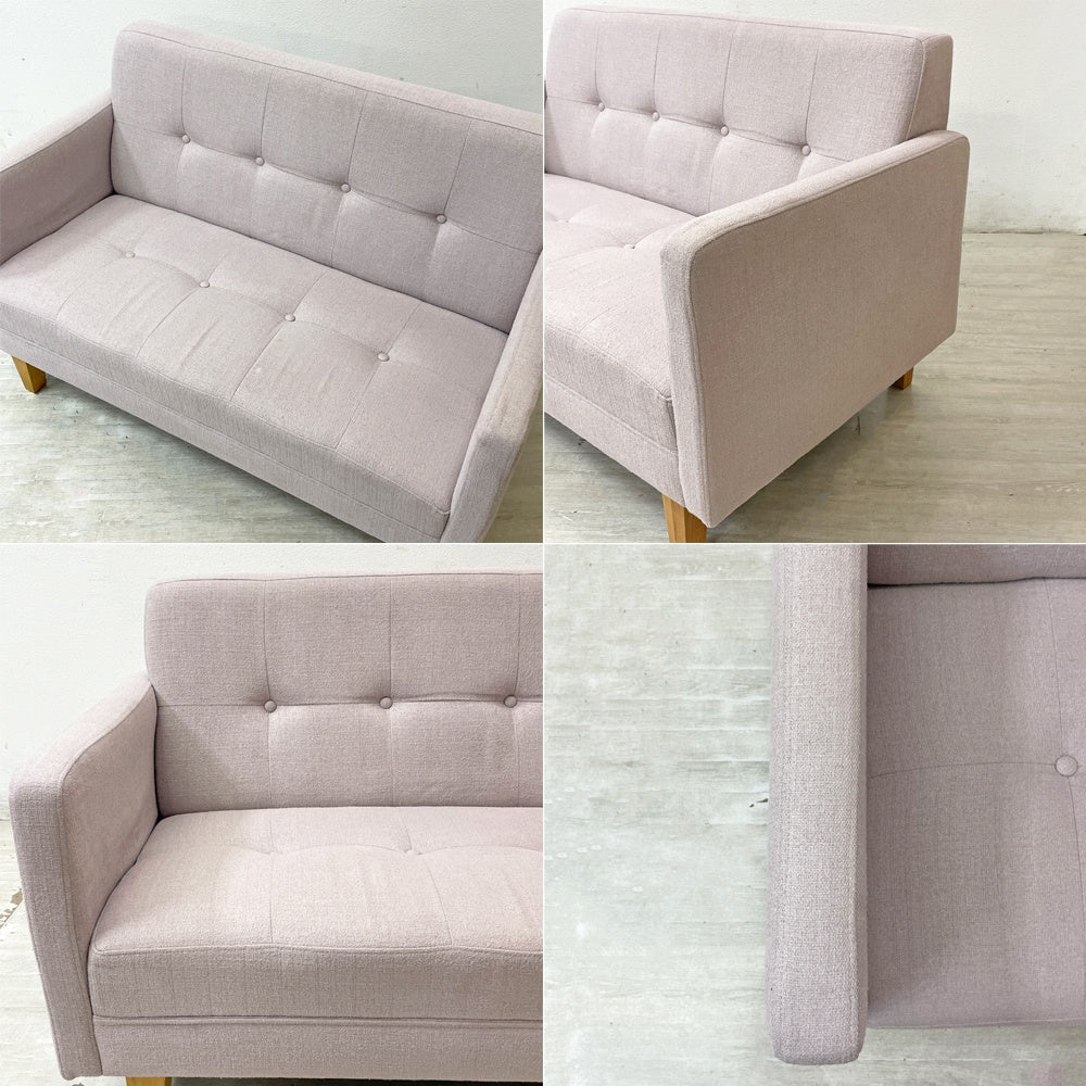 モモナチュラル Momo Natural ソユル SOEUR 2シーターソファ＋オットマン ピンク ファブリック W120 ●