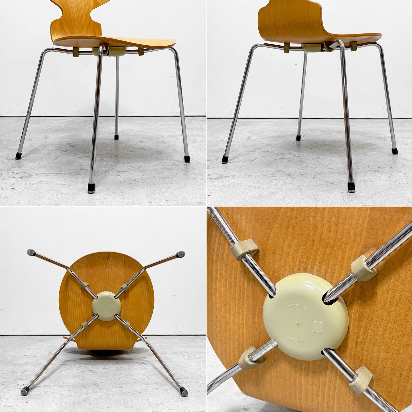 フリッツハンセン Fritz Hansen 3101 アリンコチェア アントチェア 4本脚 ナチュラルビーチ ラッカー仕上げ フェルトグライズ アルネ・ヤコブセン B ●