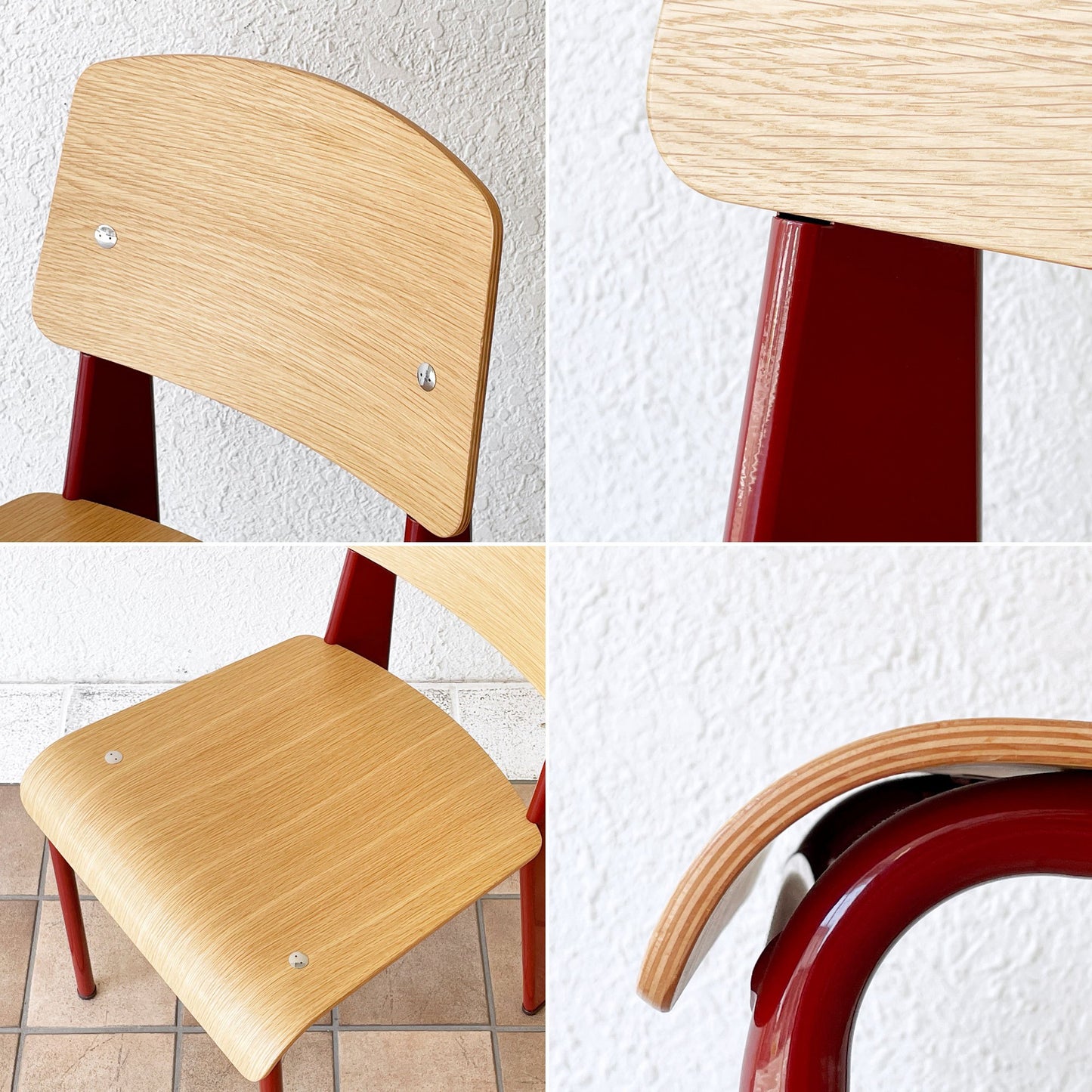 ヴィトラ vitra スタンダードチェア Standard chair オーク×ジャパニーズレッド ジャン・プルーヴェ フランス 名作椅子 定価￥116,600- ◇