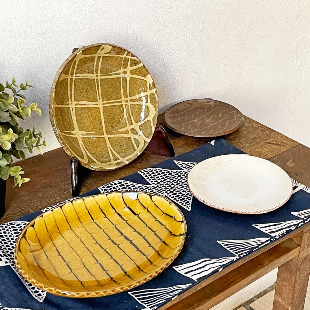 山田洋次 焼締スリップ 5寸皿 Φ15㎝ 現代作家 ★