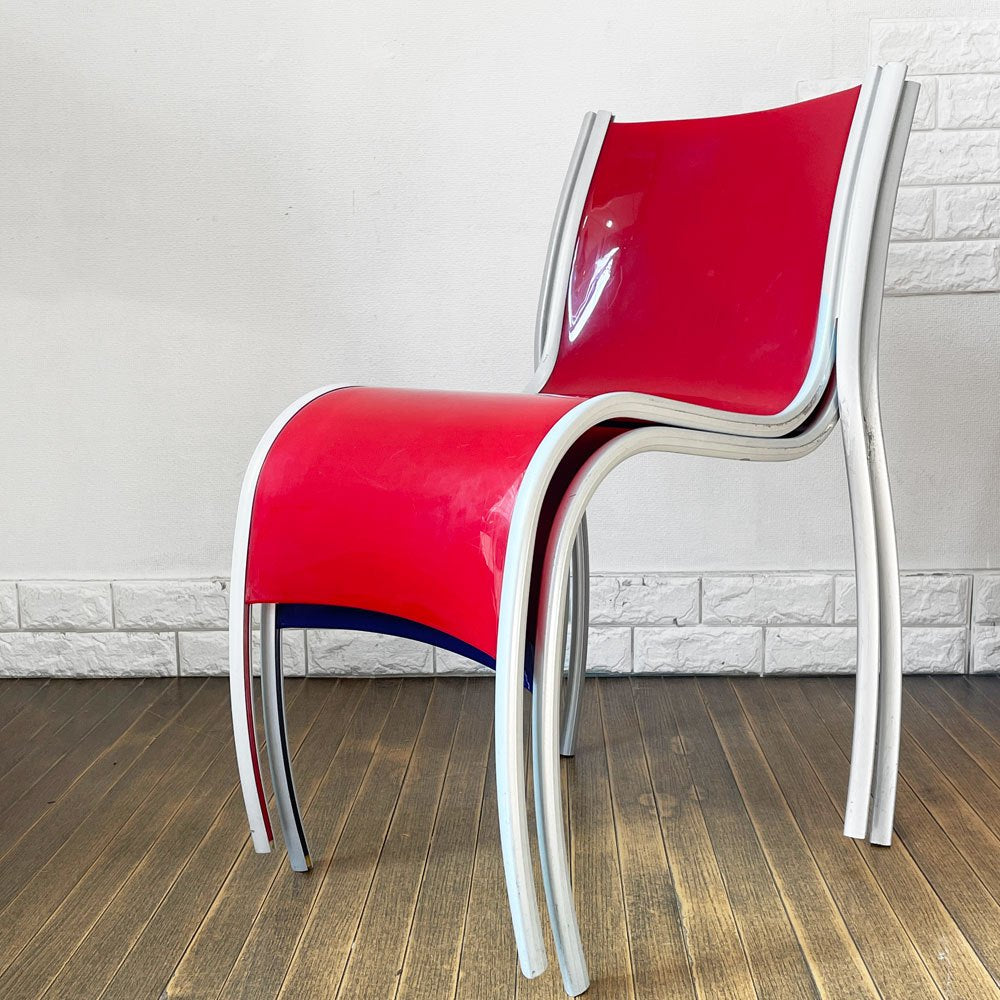 カルテル Kartell FPE chair スタッキングチェア ダイニングチェア アルミ ポリプロピレン レッド ロンアラッド イタリアモダン 廃番 ◎