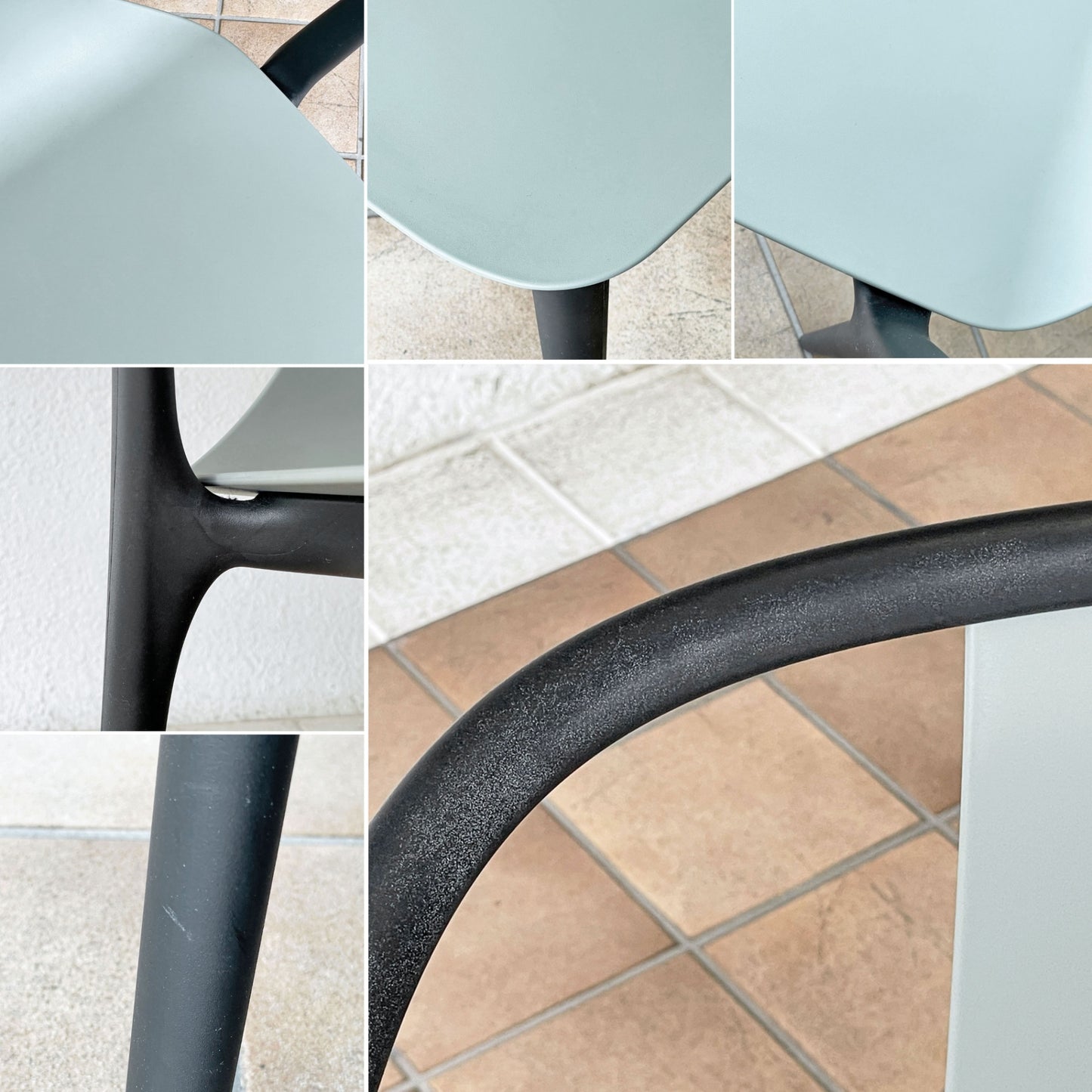 ヴィトラ Vitra ベルヴィルチェア Belleville Chair アームチェア ダイニングチェア スタッキングチェア モスグレー ロナン & エルワン・ブルレック B ◇