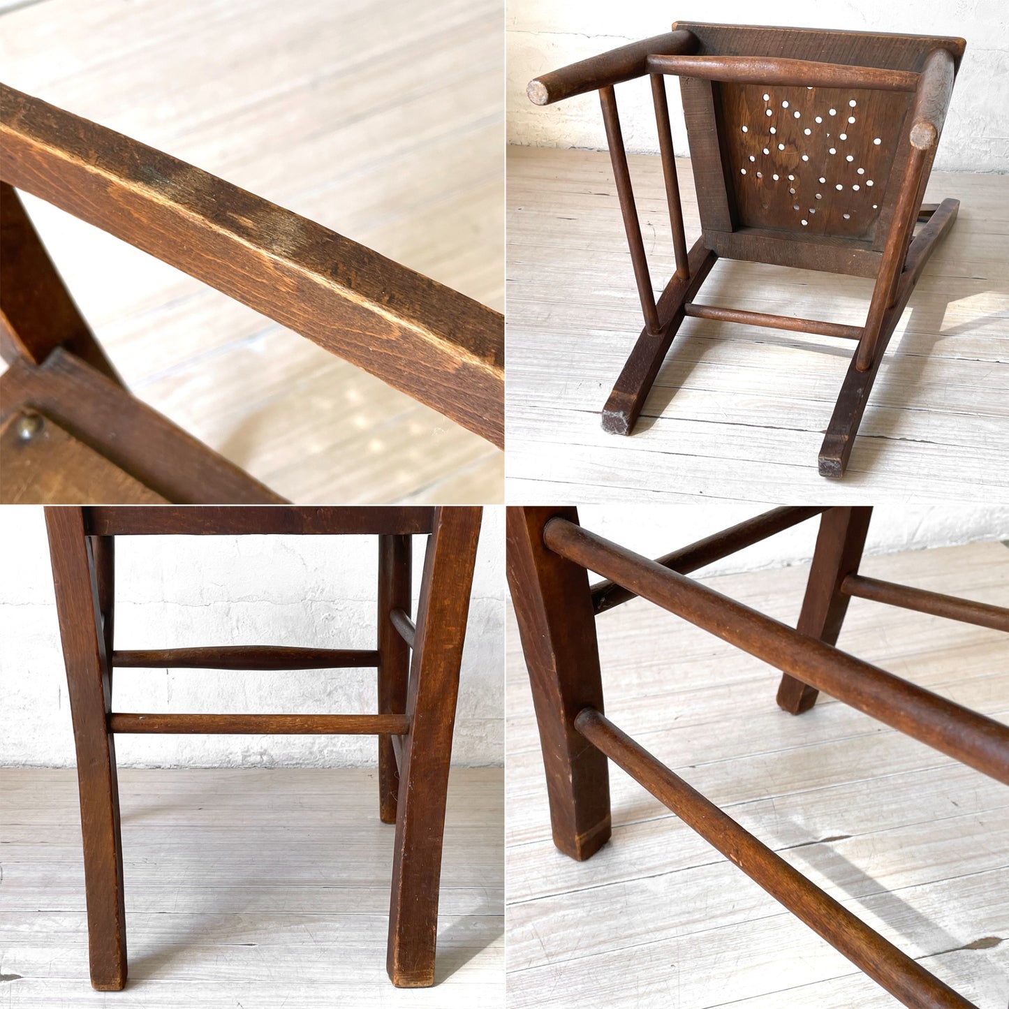フランス アンティーク キッズチェア Kids chair スタッズ 鋲打ち ディスプレイ チェア フラワースタンド 花台 A ★