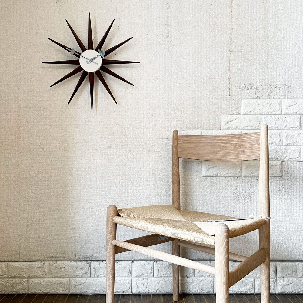 ヴィトラ vitra サンバーストクロック Sunburst Clock ウォールナット ウォールクロック 掛時計 Φ47cm ジョージ・ネルソン ミッドセンチュリー 定価￥68,200- ◎