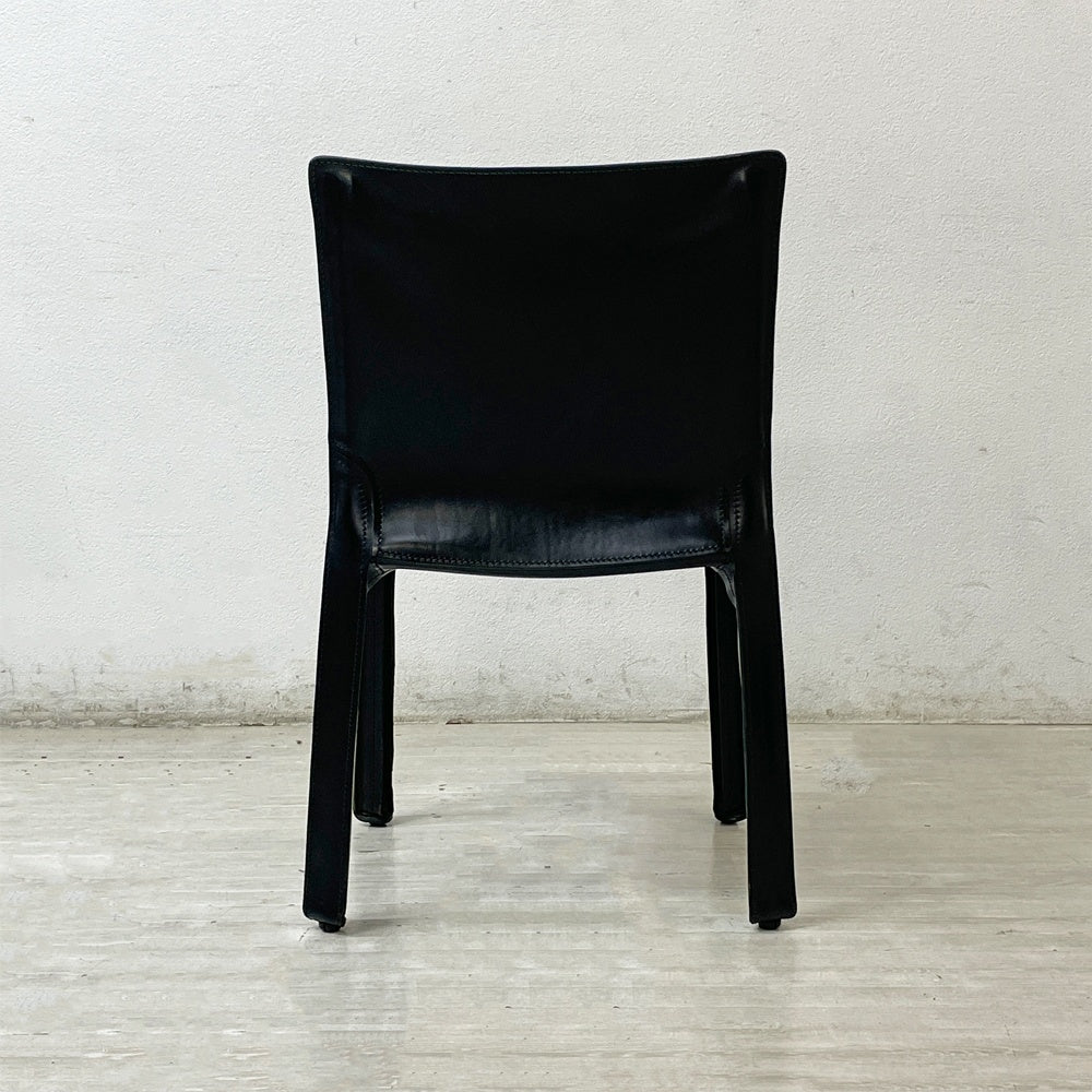 カッシーナ Cassina キャブチェア 412 CAB CHAIR アームレス 本革 ブラック マリオ・ベリーニ MoMA 永久展示品 イタリアモダン 定価￥308,000- A ●