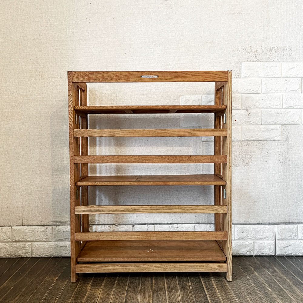 ビンテージ Vintage フォールディングシェルフ オープンシェルフ 本棚 飾り棚 3段 W66cm 折りたたみ レトロ 古家具 ◎