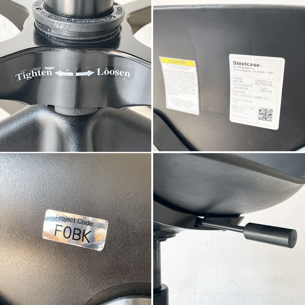 スチールケース Steelcase ノード ファイブスター スツール Node FIVE-STAR STOOL ハイチェア 製図チェア キャスター ブラック ★