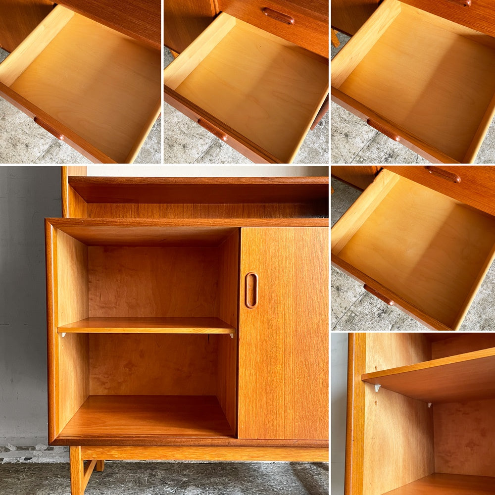 スウェーデン ビンテージ Swedish vintage チーク材×オーク材 キャビネット ブックシェルフ ルームディバイダー W85cm 北欧家具 北欧ビンテージ ■