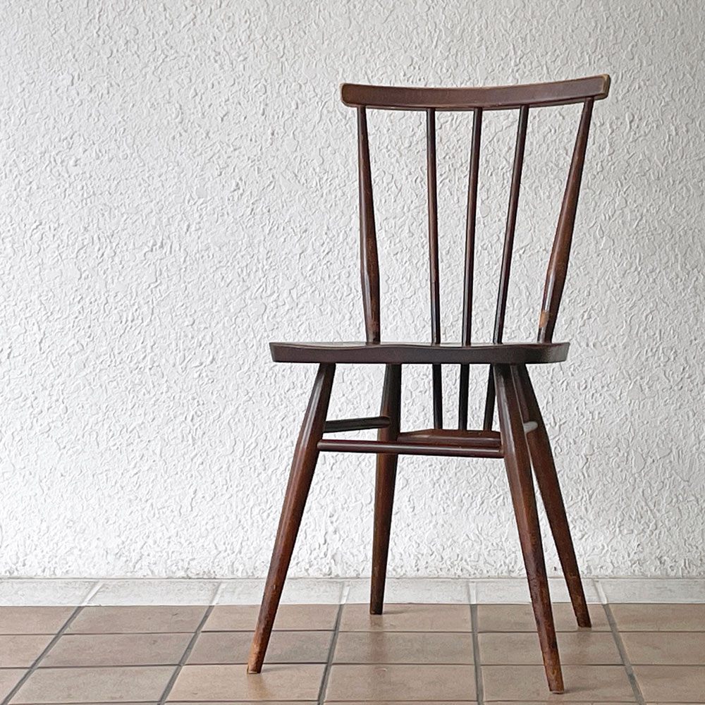 アーコール Ercol スティックバックチェア ダイニングチェア エルム材 UKビンテージ Vintage 英国家具 ◇