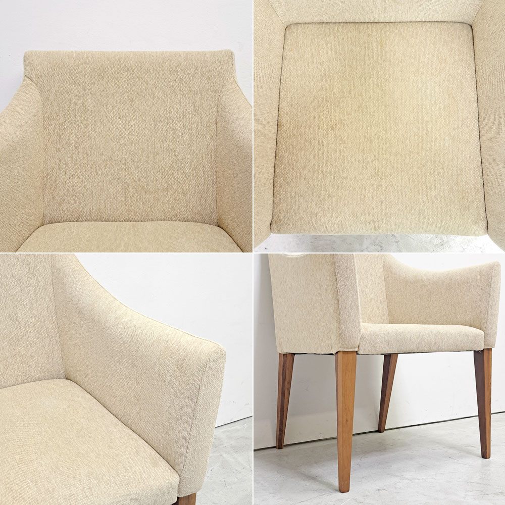 アクタス ACTUS ファイン2 FINE2 ダイニングチェア アームチェア ウォールナット材 ファブリックシート ホワイトベージュ系 張り座 ナチュラルモダン 廃番 B ●