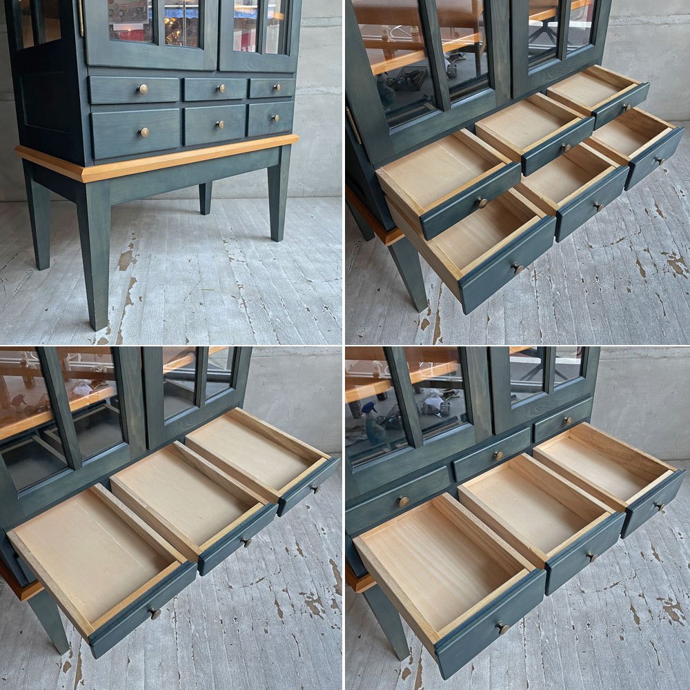 柏木工 KASHIWA ガラスキャビネット カップボード ブックシェルフ 飾り棚 本棚 ビーチ材 2トーンカラー IDC大塚取扱い ♪