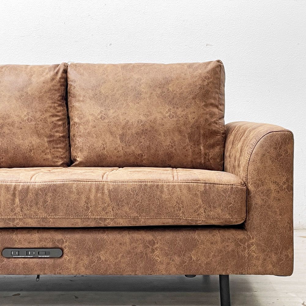 ジャーナルスタンダードファニチャー j.s.F ピーエスエフソファ PSF SOFA 2P W151cm 2人掛けソファ レザー調 USB充電 コンセント付属 箱付き ●