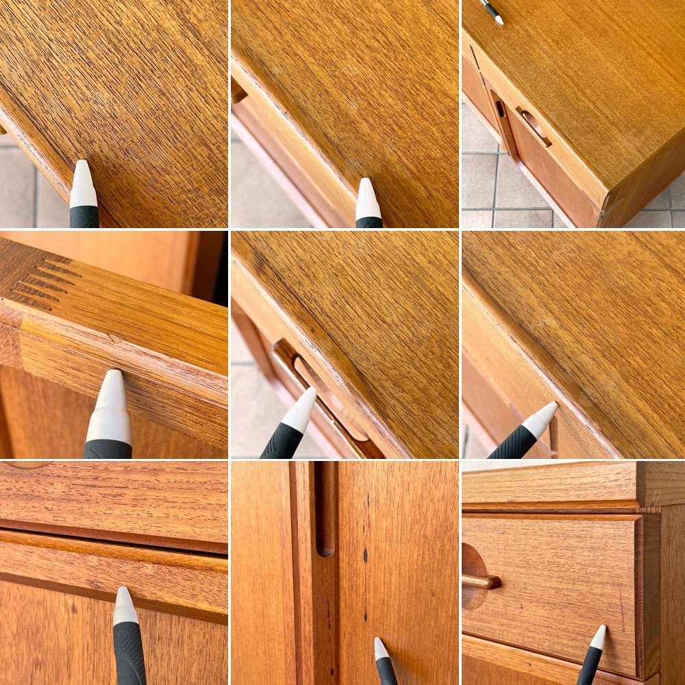 日田工芸 マキシム maxim ビンテージ チーク材 サイドボード キャビネット 抽斗3杯 キッチンボード キッチンカウンター 北欧スタイル ◇