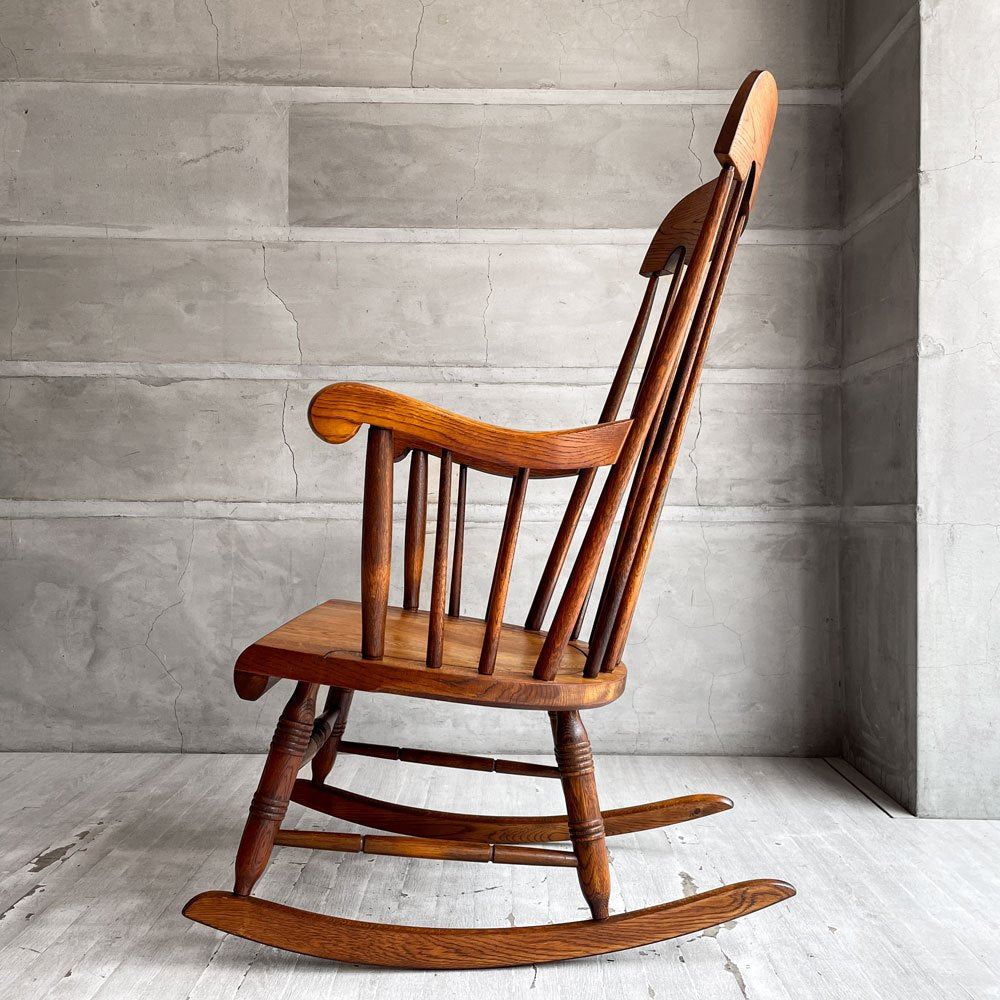 飛騨産業 HIDA キツツキ 穂高シリーズ ロッキングチェア ラウンジチェア C63 オーク無垢材 コロニアル ブラウン 定価￥91,300- ♪