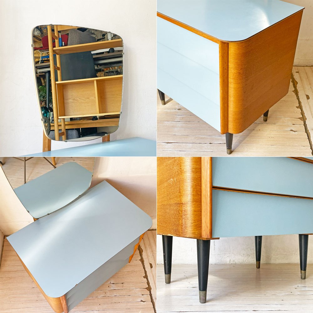 UKビンテージ Vintage HOMEWORTHY ドレッサーチェスト ミラー付き メラミントップ ミッドセンチュリー Lloyd's Antiques購入品 ★