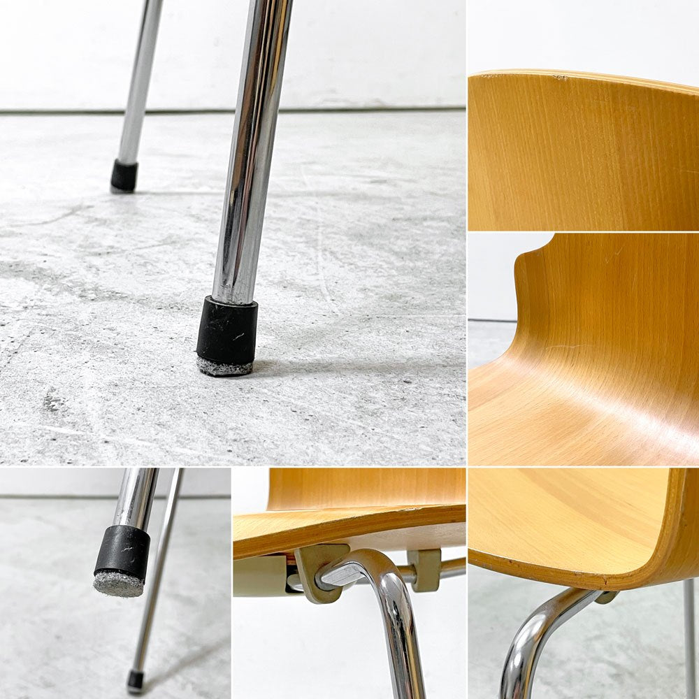 フリッツハンセン Fritz Hansen アントチェア 4本脚 ナチュラルビーチ ラッカー アルネ・ヤコブセン 北欧家具 A ●