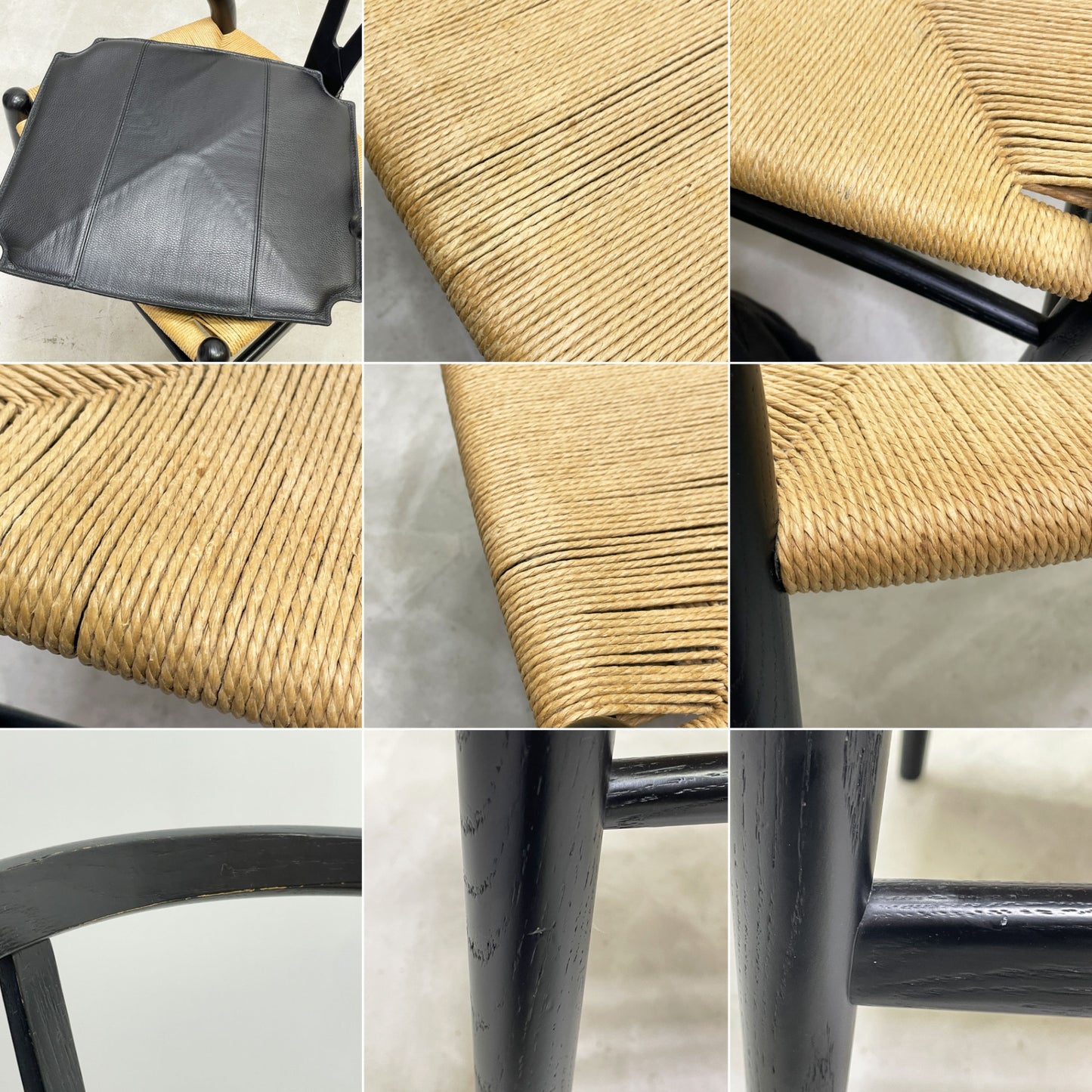 カールハンセン＆サン Carl Hansen & Son CH24 Yチェア ブラックラッカー × ペーパーコード オーク材 レザークッション付属 座面高43cm ハンス・J・ウェグナー 北欧 デンマーク ●