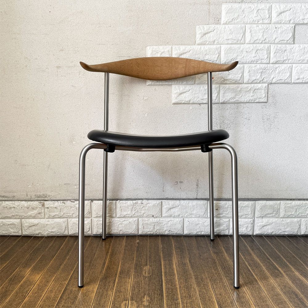 カールハンセン＆サン Carl Hansen & Son CH88P ダイニングチェア オーク材 本革 ブラックレザー ステンレスレッグ ハンス・J・ウェグナー 北欧家具  ◎