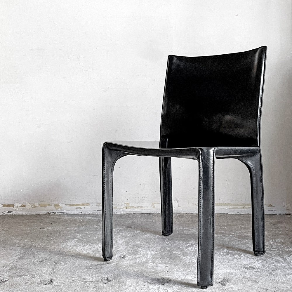 カッシーナ Cassina キャブチェア 412 CAB CHAIR アームレス 本革 ブラック マリオ・ベリーニ MoMA イタリアンモダン ■