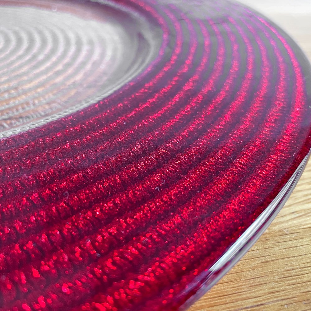 イヴヴ IVV ヘリックス HELIX プレート メインプレート 大皿 34.5cm 5枚セット イタリア チャージャープレート ガラス ハンドメイド レッド イエロー シルバー ♪