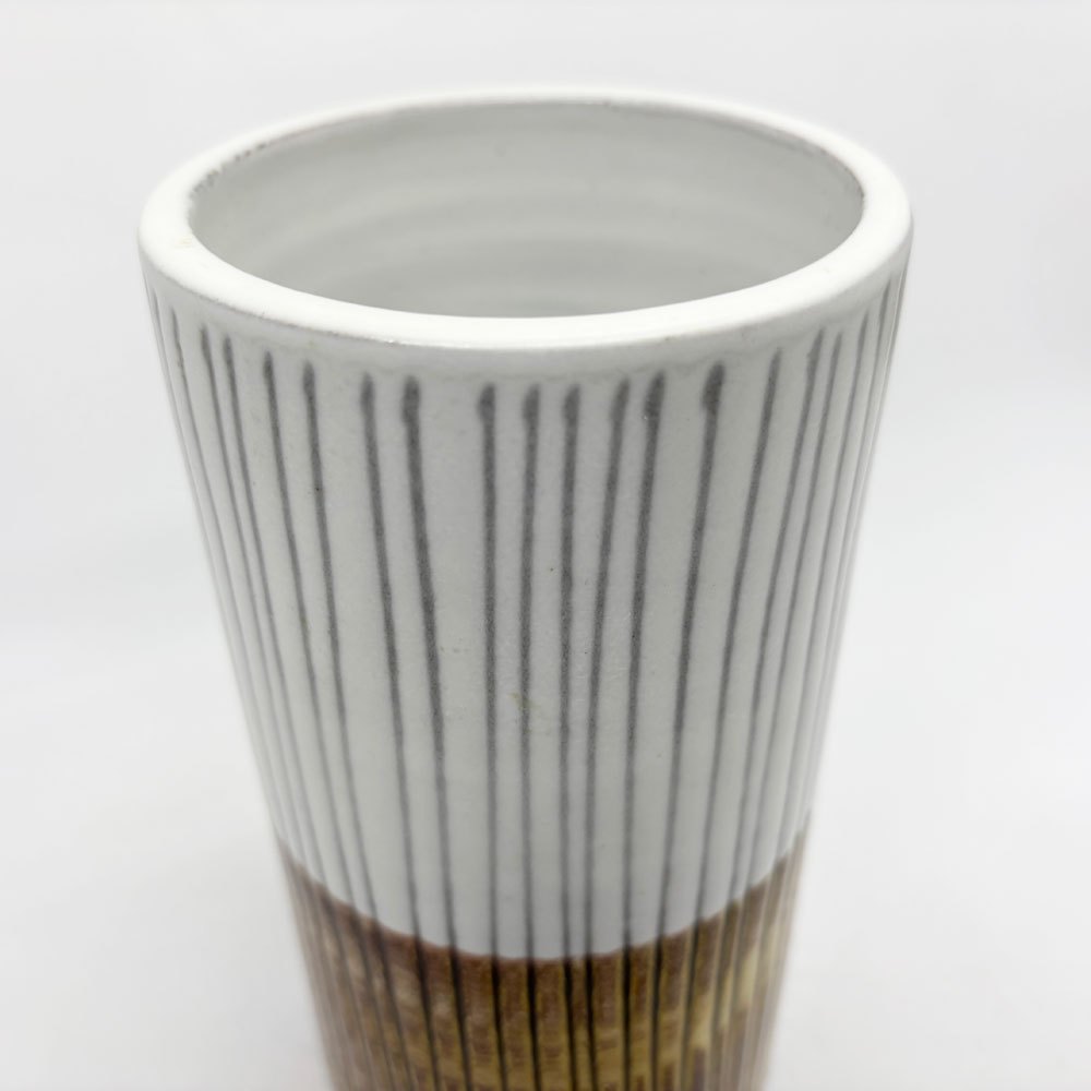ウプサラエクビィ Upsala Ekeby ストライプドベース STRIPED VASE フラワーベース 花瓶 マリ・シムルソン Mari Simmulson H16.5cm 北欧雑貨 スウェーデン ●