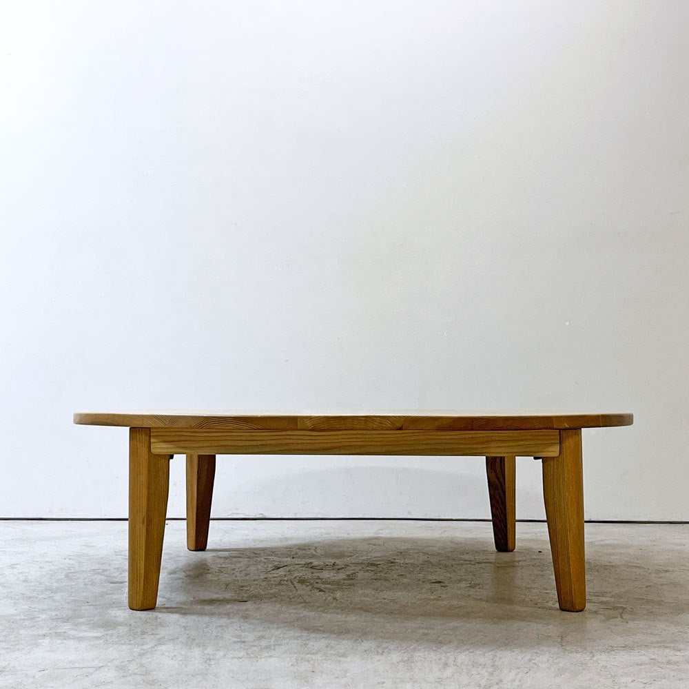 ナチュラルデザイン Natural design オーク無垢集成材 折りたたみテーブル ローテーブル ラウンド W119cm シンプルモダン ●
