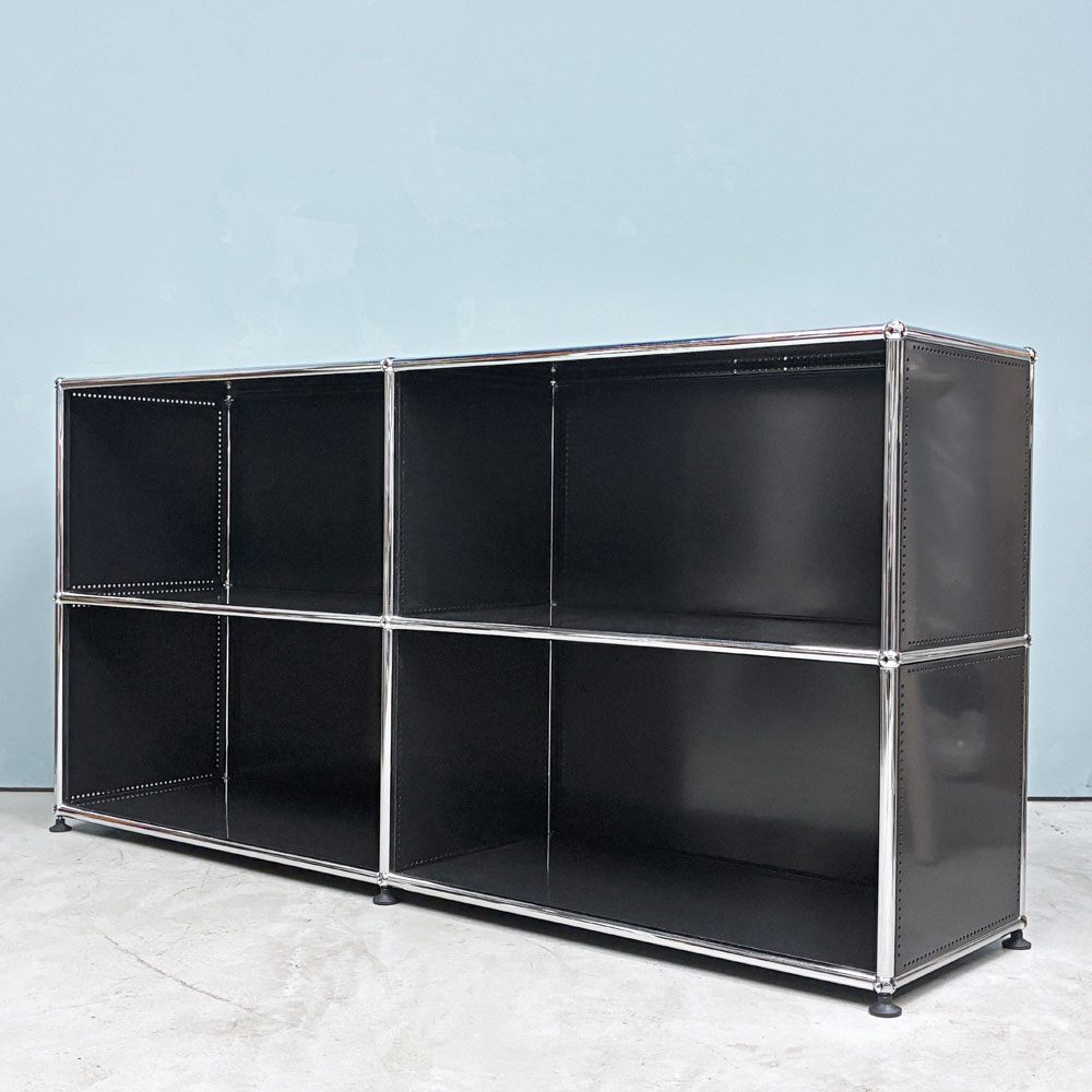 ユーエスエムハラー USM Haller モジュラーファニチャー ハラーシステム 2列2段 ブックシェルフ キャビネット グラファイトブラック ◎