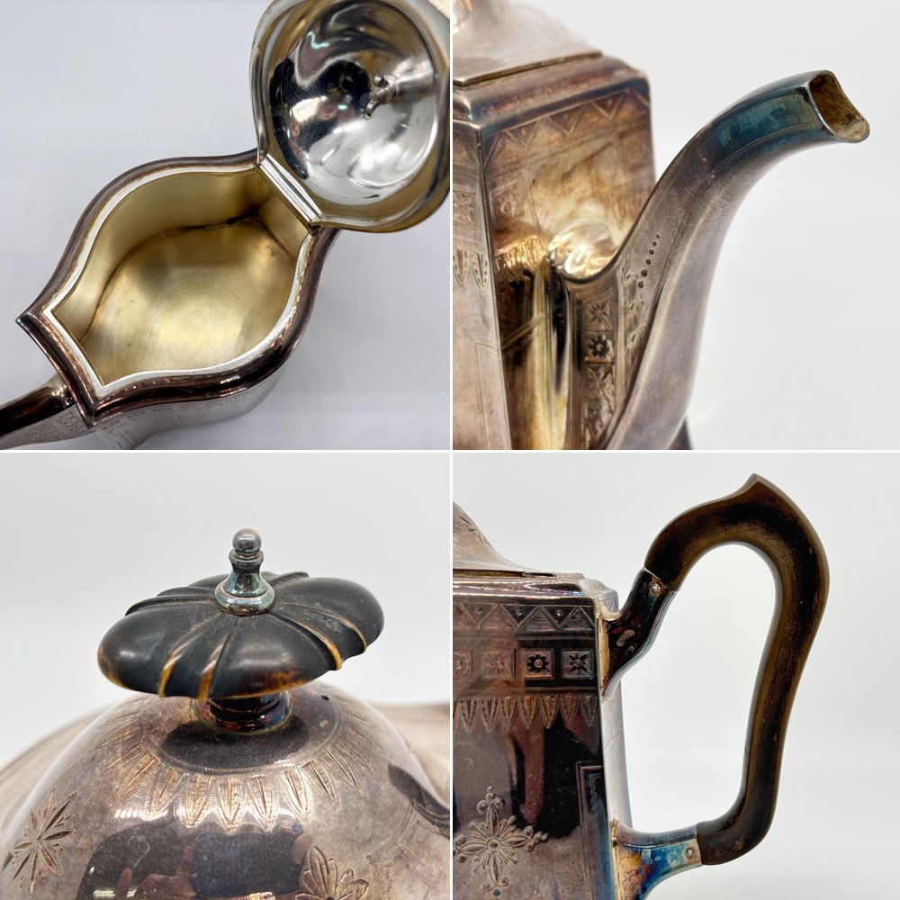 エルキントン ELKINGTON シルバープレーテッド ティーポット 樹脂ハンドル 英国ビンテージ ●