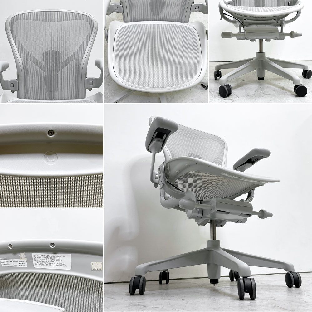 ハーマンミラー Herman Miller アーロンチェア リマスタード フル装備 Bサイズ ミネラル ポスチャーフィットSL デスクチェア オフィスチェア ビル・スタンフ ＆ ドン・チャドウィック ●