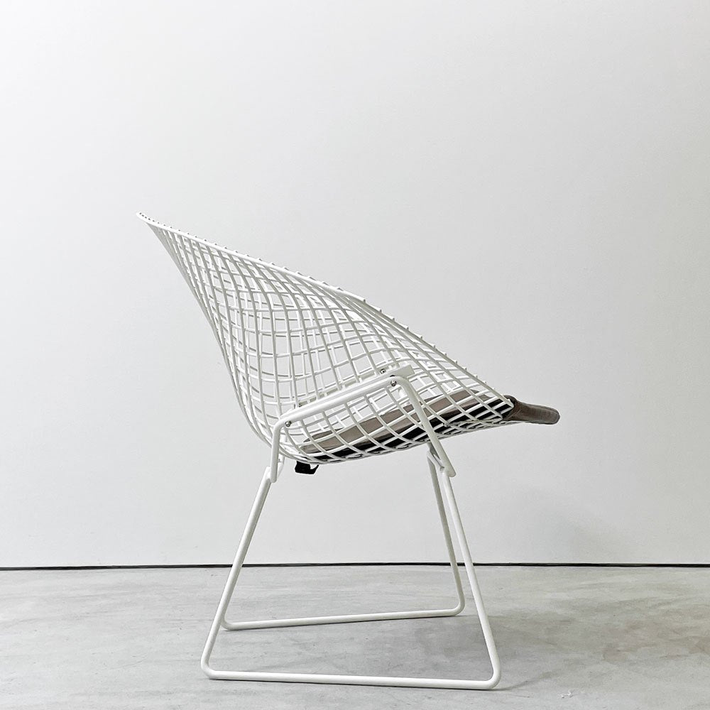 ノル Knoll ダイヤモンドチェア Diamond Chair ラウンジチェア ビンテージ ハリー・ベルトイア Harry Bertoia ホワイトフレーム シートパッド付 ミッドセンチュリー ●