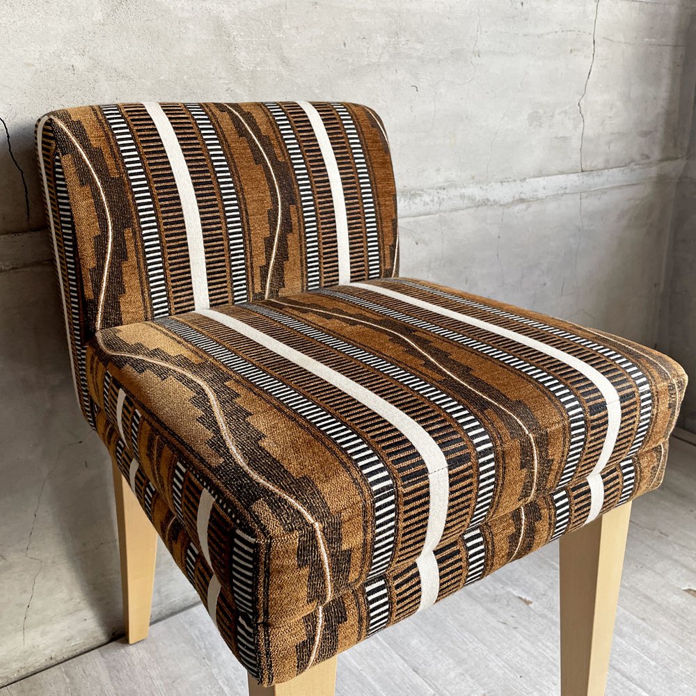 イデー IDEE ローバックチェア LOW BACK CHAIR ダイニングチェア メープル材 ミッドセンチュリーテイスト 受注生産品 廃番生地 希少 ♪
