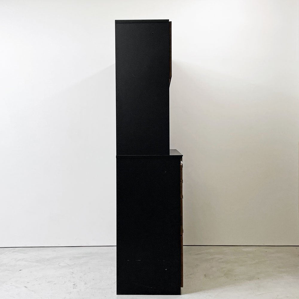 モモナチュラル MOMO Natural ホルム HOLM カップボード CUPBOARD キッチンボード オーク材 ブラック メラミン化粧板 W119cm ナチュラルモダン ●