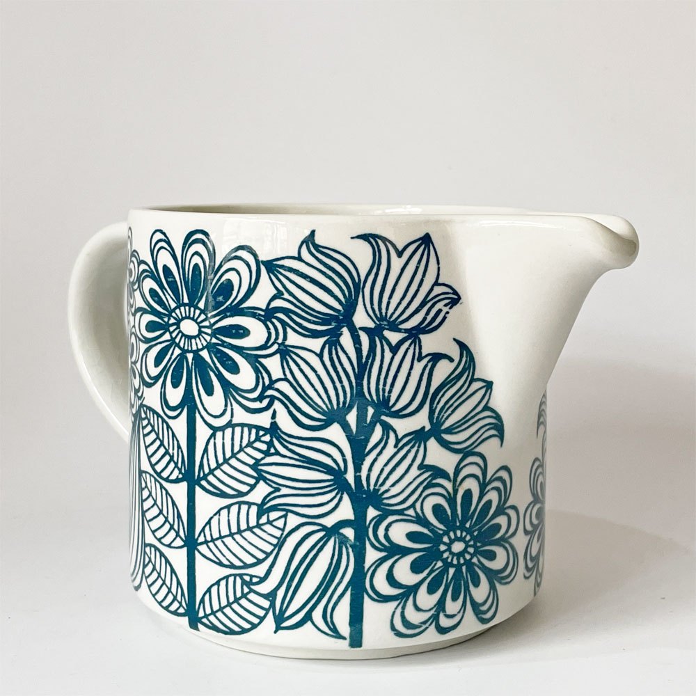 アラビア ARABIA ケト Keto ピッチャー ブルーフラワー 花器 北欧雑貨 フィンランド ビンテージ ★
