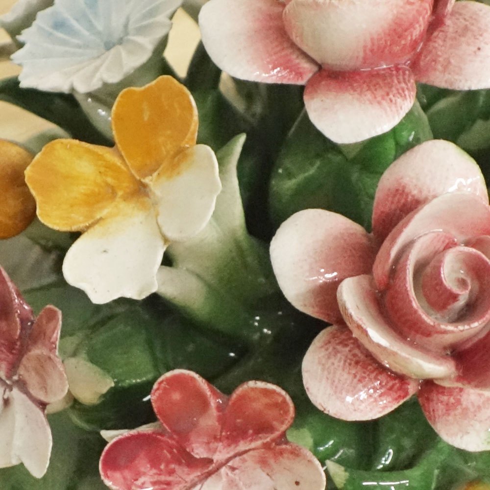 カポディモンテ CAPODIMONTE 陶花 フラワー オブジェ H11.3cm イタリア A ◎