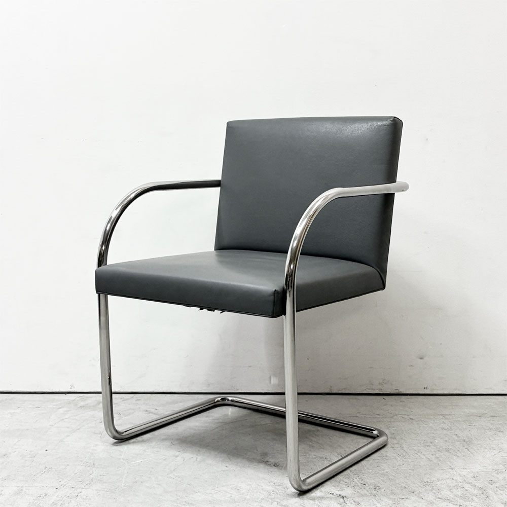 ノル ノール Knoll ブルーノ brno アームチェア チューブラー 合皮レザー グレー系カラー ミースファンデルローエ カンチレバー ●