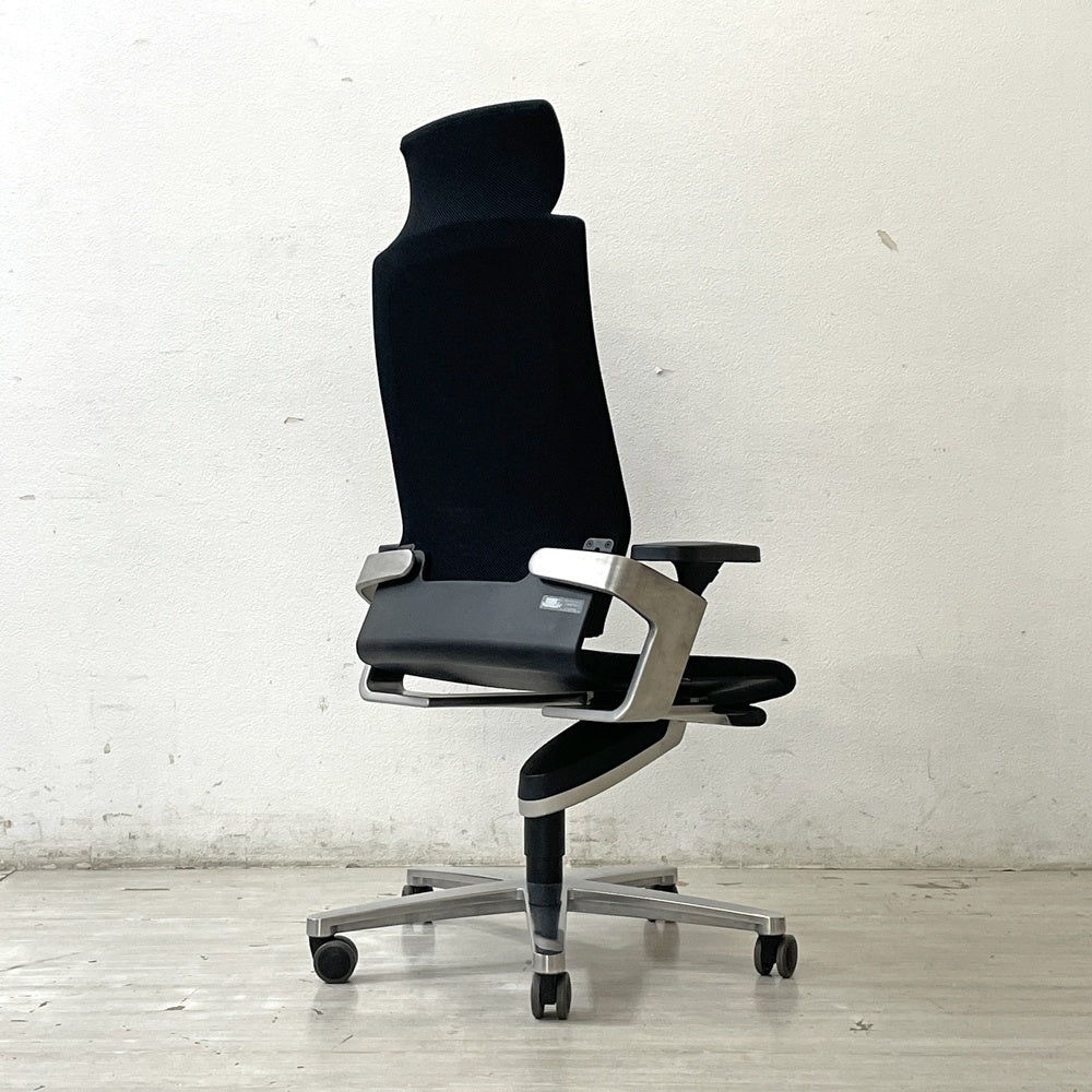 ウィルクハーン Wilkhahn オン ON.シリーズ オフィスチェア ハイバック ヘッドレスト付 XWH-17573HK3599 ファイバーフレックス アルミつや消し ●