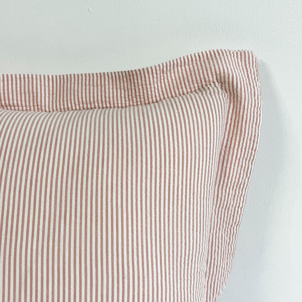ラルフローレン Ralph Lauren クッションカバー ピローケース ピローシャム シアサッカー W52×52cm ピンク ストライプ ●
