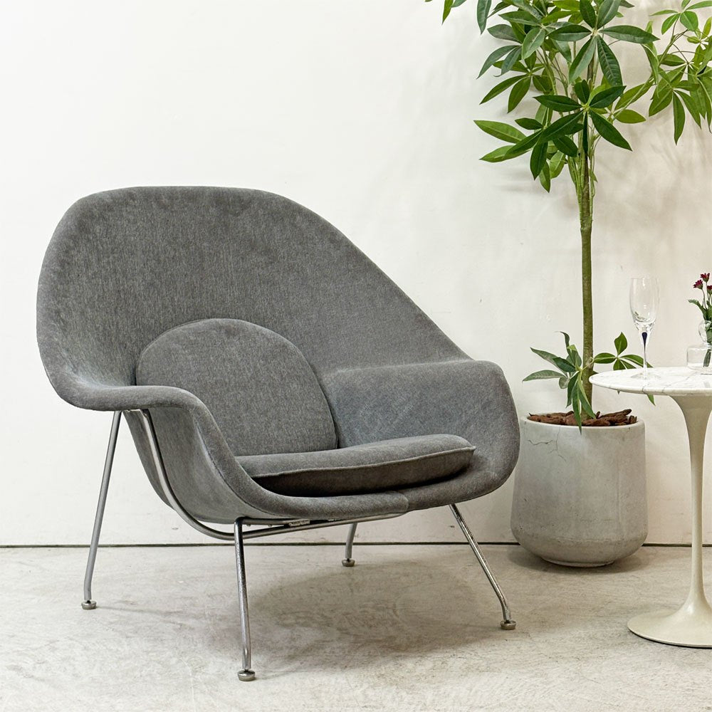 ノル ノール Knoll サーリネンコレクション ウームチェア Womb chair ラウンジチェア 1pソファ クロムベース グレー系 ファブリック エーロ・サーリネン ミッドセンチュリー ●