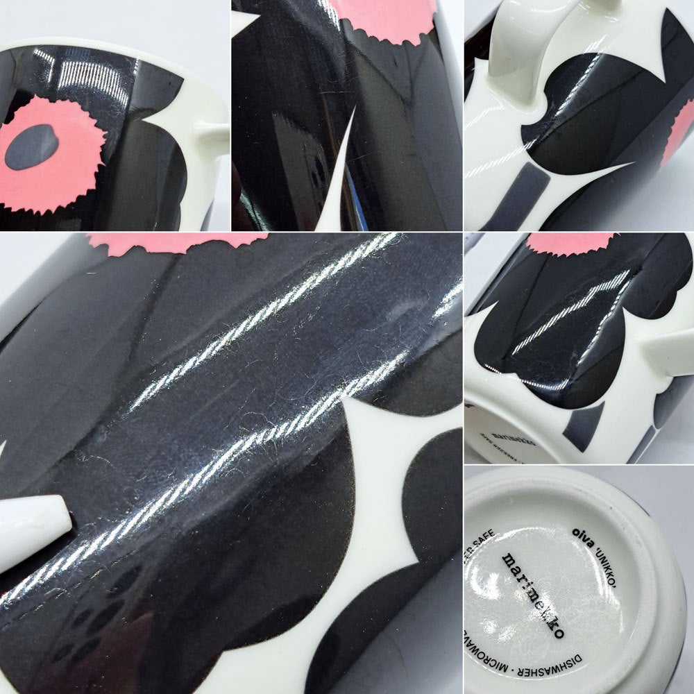 マリメッコ marimekko ウニッコ UNIKKO マグカップ コップ 250ml ブラック×ピンク マイヤ・イソラ Maija Isola 2015年 日本限定カラー 廃番 A ●