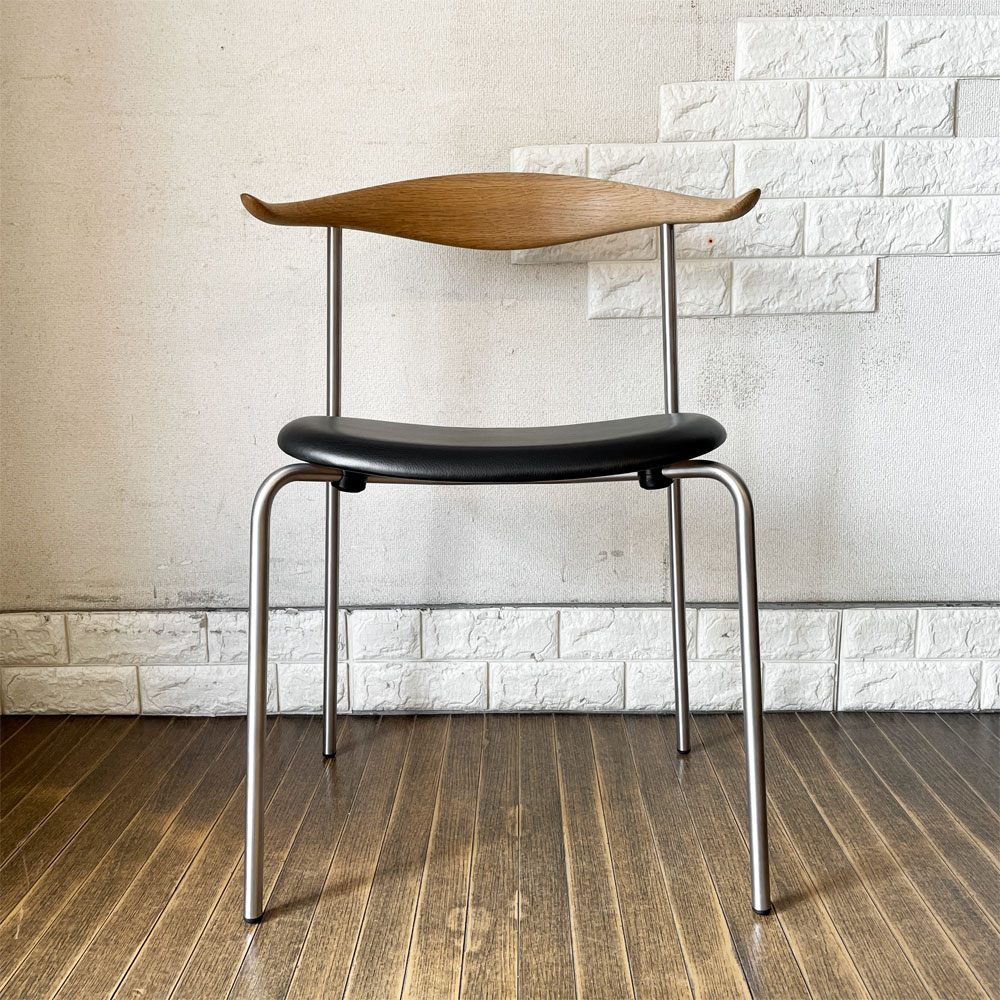 カールハンセン＆サン Carl Hansen & Son CH88P ダイニングチェア オーク材 本革 ブラックレザー ステンレスレッグ ハンス・J・ウェグナー 北欧家具 ◎