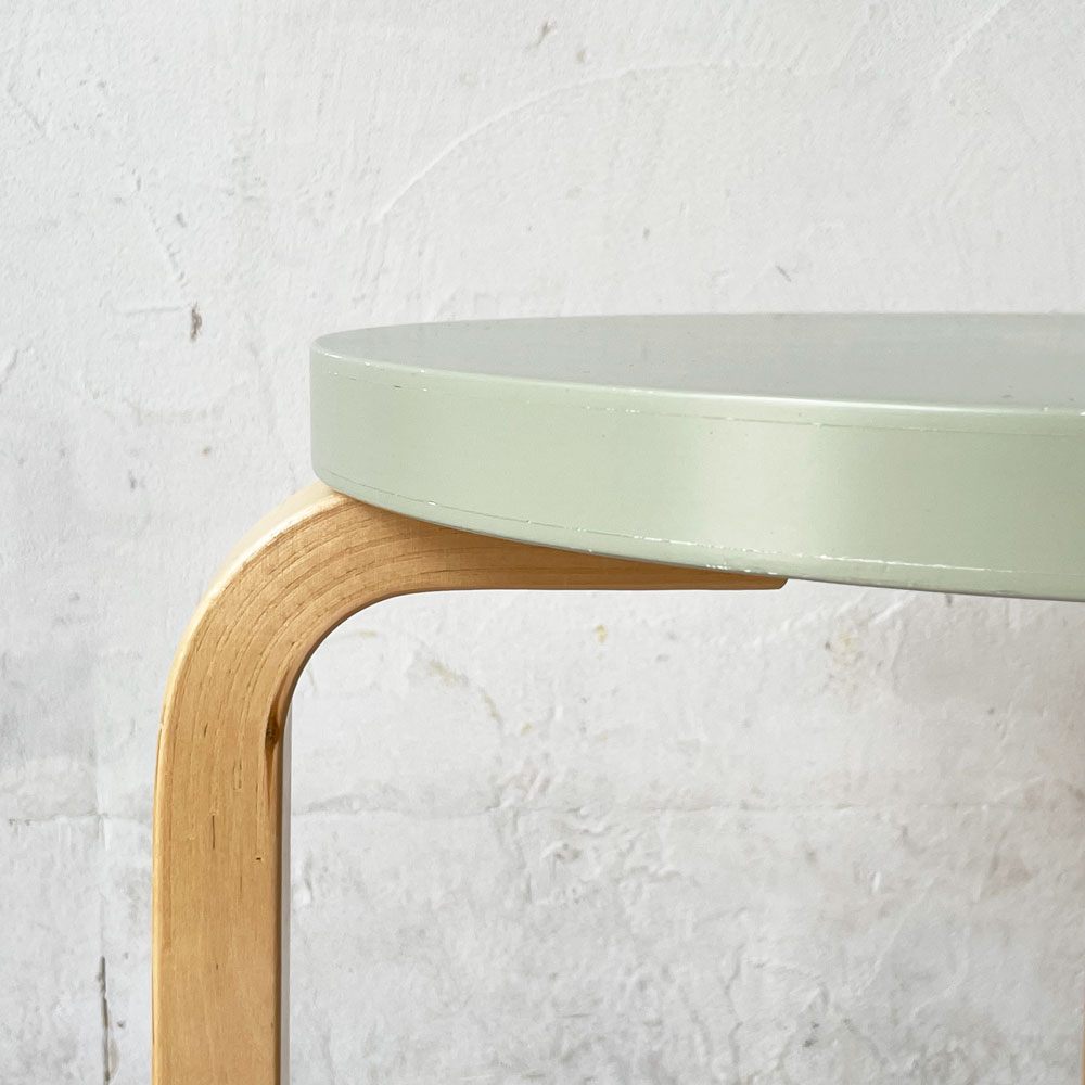 アルテック artek スツール60 Stool60 グリーンラッカー 3本脚 Lレッグ アルヴァ・アアルト スタッキング 北欧家具 定価￥46,200- ★