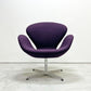フリッツハンセン Fritz Hansen スワンチェア ラウンジチェア スウィベル ファブリック パープル アルネ・ヤコブセン Arne Jacobsen 座面張替済み ●