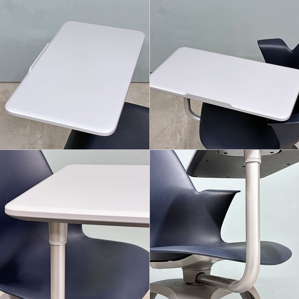 スチールケース Steelcase ノード node ミーティングチェア オフィスチェア ネイビー 可動式サイドテーブル＆キャスター付 ◎