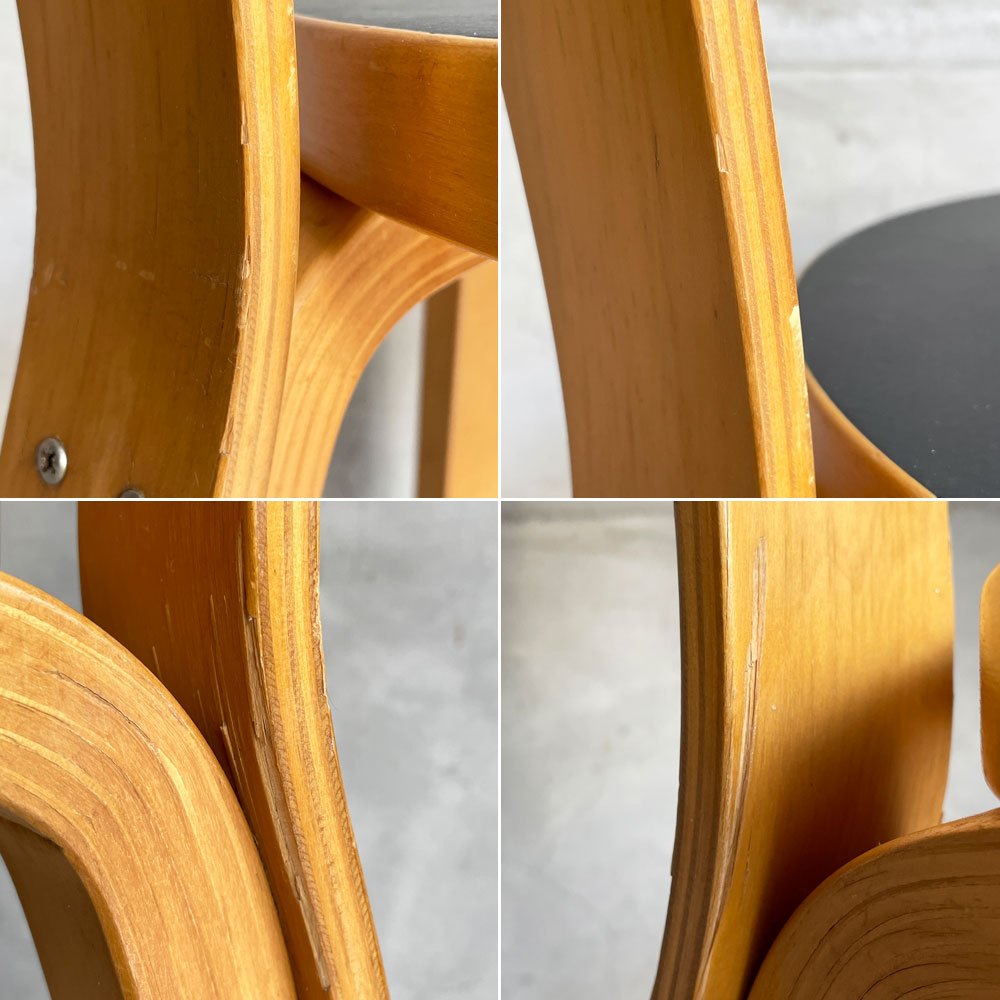 アルテック artek ビンテージ チェア66 CHAIR66 ダイニングチェア バーチ材 ブラックリノリウム アルヴァ・アアルト フィンランド 北欧家具 ♪