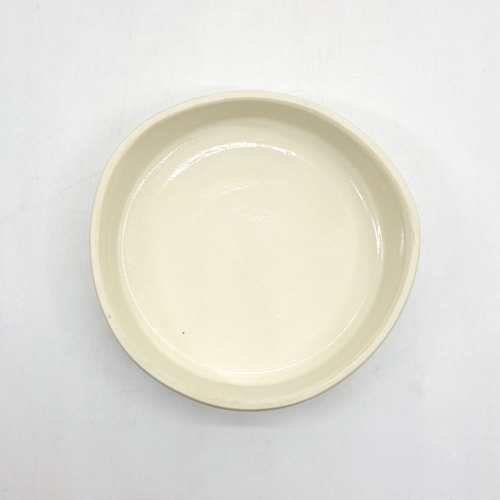 岩田哲宏 台皿 コンポート皿 半磁器 白 透明釉 Φ12cm 現代作家 ●