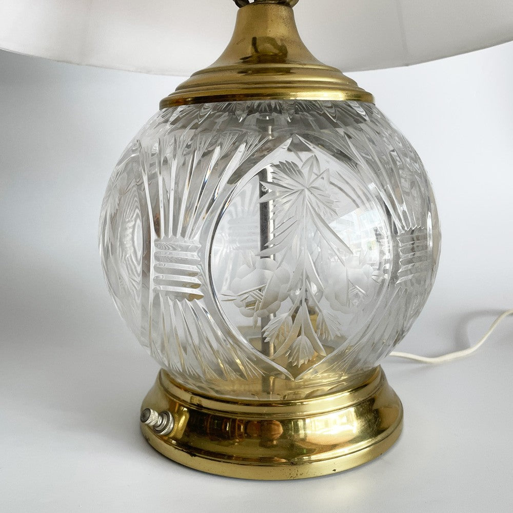 ヨーロピアンクラシカルデザイン European Classical Design テーブルランプ ガラスベース カットガラス ゴールド ファブリックシェード ■