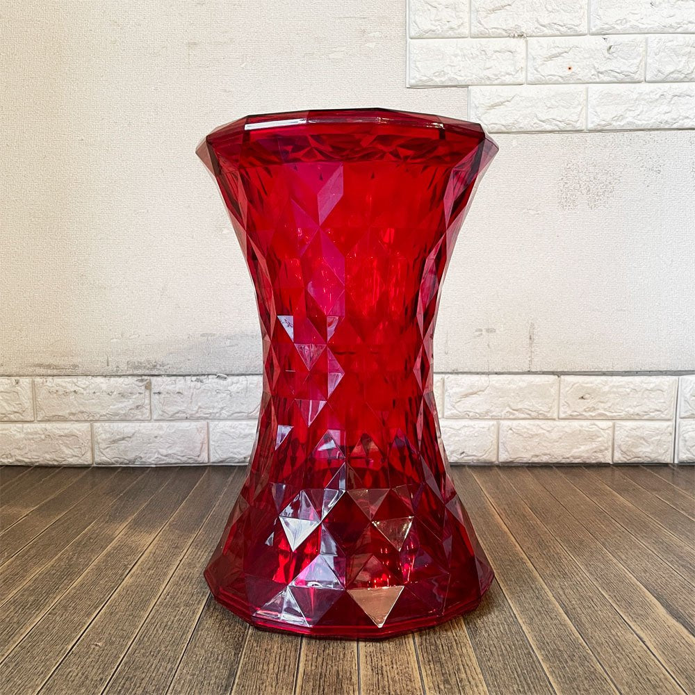 カルテル Kartell ストーン STONE スツール サイドテーブル H46cm ポリカーボネート レッド マルセル・ワンダース イタリア 定価￥47,700- ◎