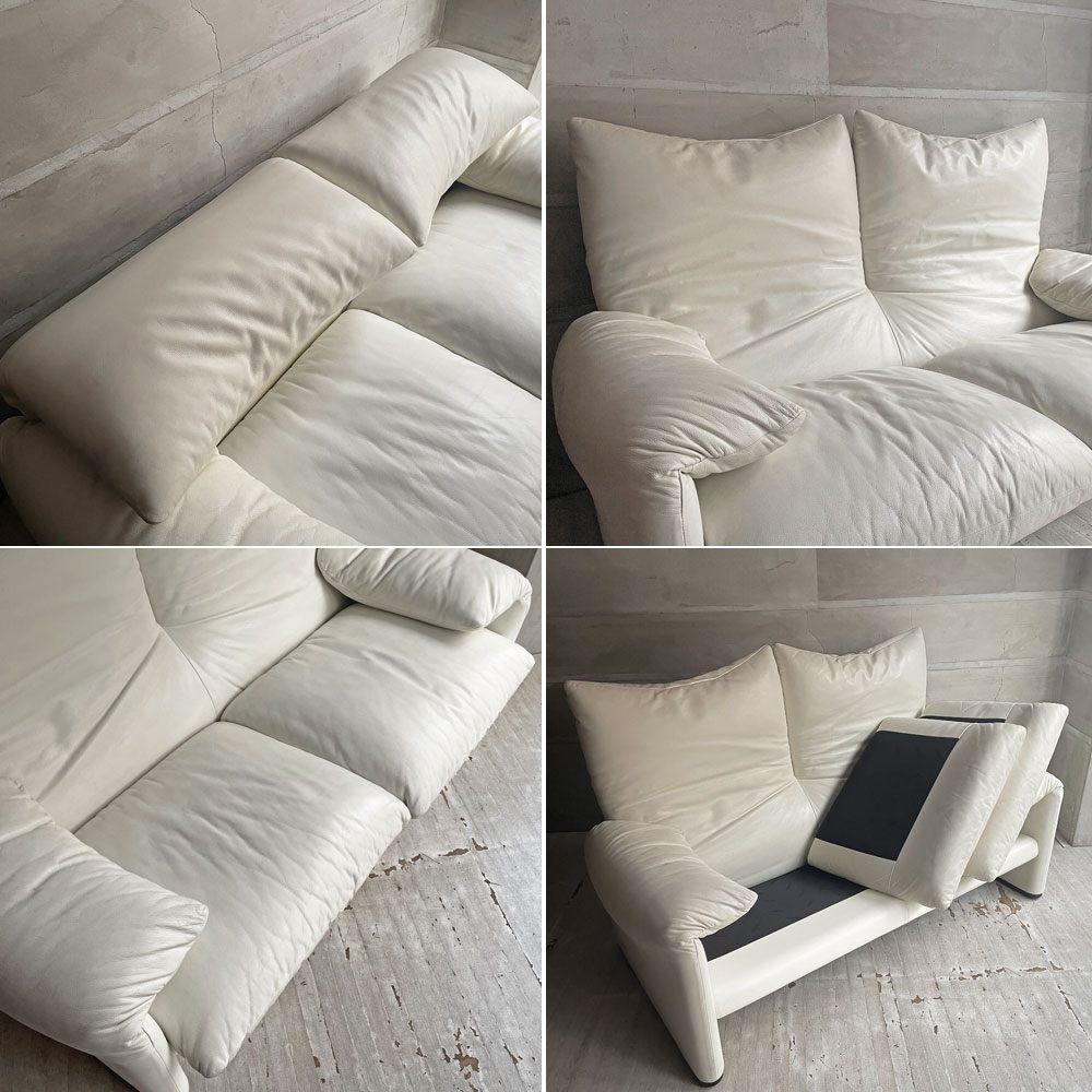 カッシーナ Cassina 675-2P マラルンガ MARALUNGA 2Pソファ  2人掛け レザー 本革 ホワイト ヴィコ・マジストレッティ ♪