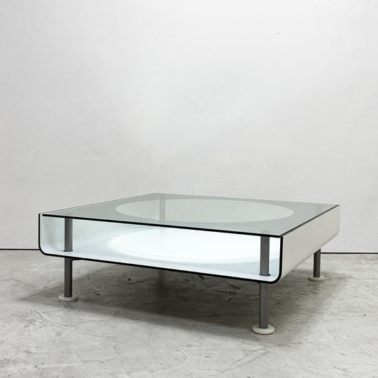 イデー IDEE トーキョー ローテーブル TOKYO Low Table ガラストップ モダン スチール プライウッド ホワイト クラウディオ・コルッチ ビンテージ ●